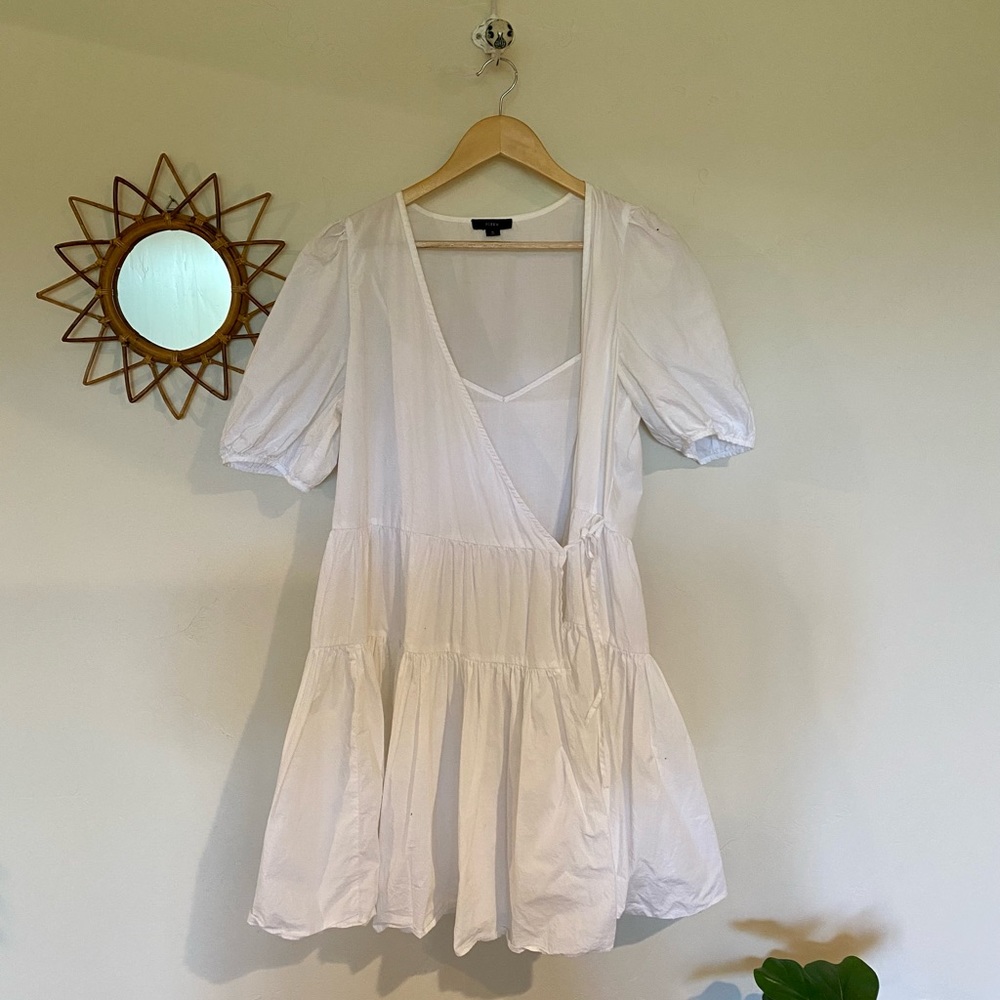 JCrew White Babydoll Wrap Dress